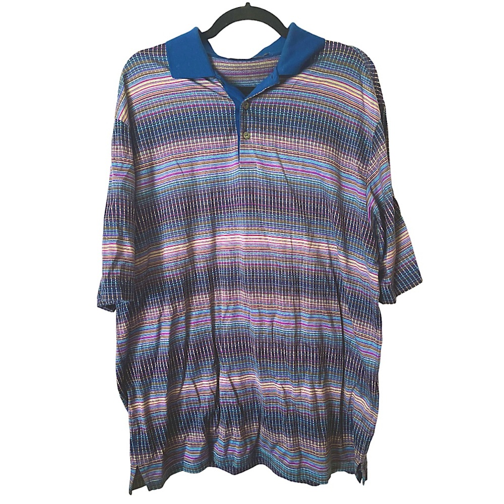 BUGATCHI Stripe‎ Mercerized Cotton Polo Size XL